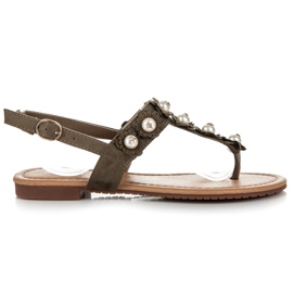 Ideal Shoes Infradito con fiori verde 2