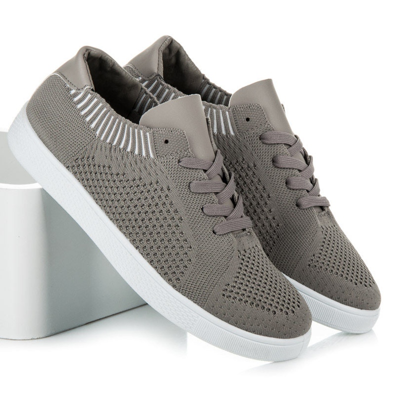 Ideal Shoes Sneakers in tessuto da donna grigio 1