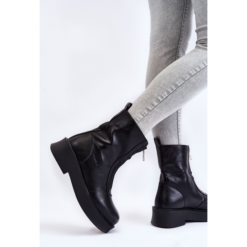 BM Stivali da donna con cerniera sulla piattaforma Black Laretto nero 2