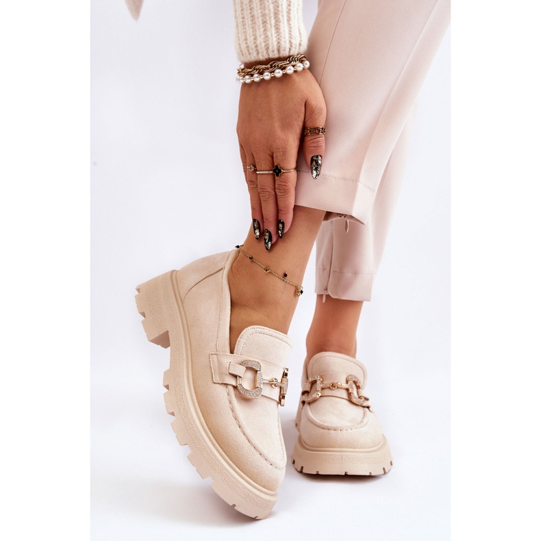 PS1 Scarpe con plateau in pelle scamosciata da donna con Deira beige 1
