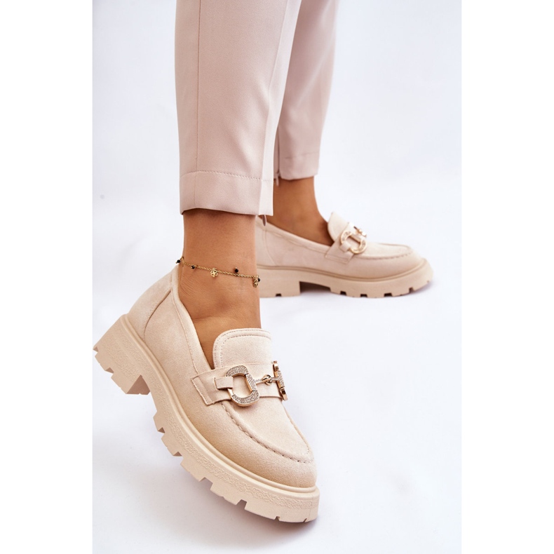 PS1 Scarpe con plateau in pelle scamosciata da donna con Deira beige 2