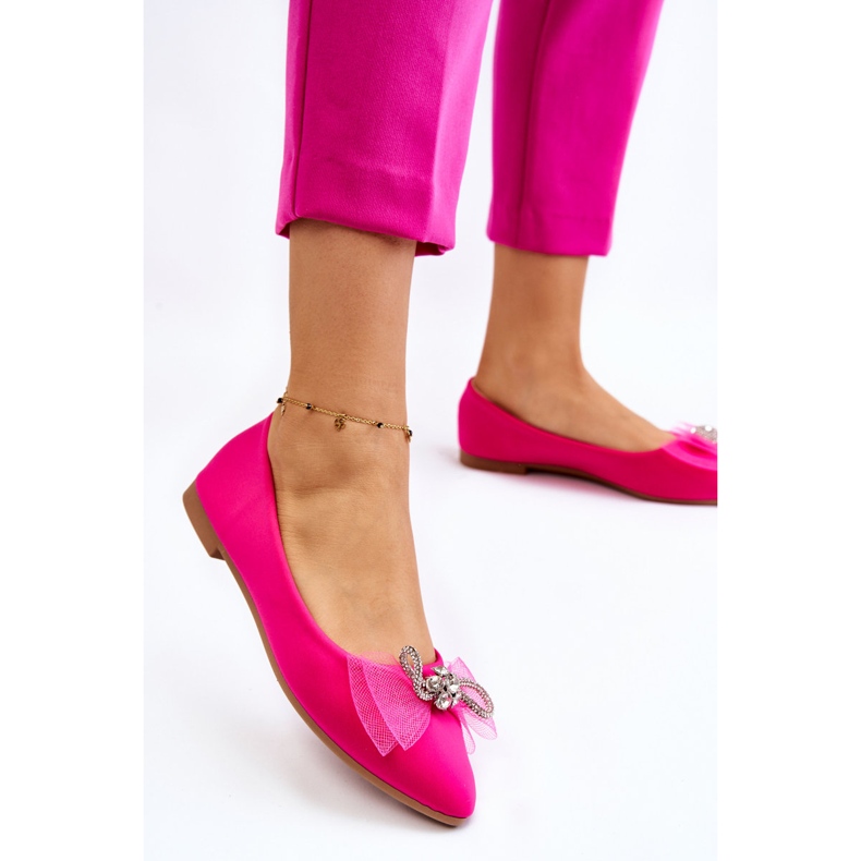 PS1 Ballerine A Punta Da Donna Con Fiocco Decorativo Fucsia Luminoso rosa 2