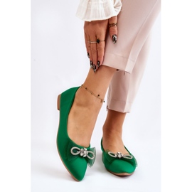 PS1 Ballerine A Punta Da Donna Con Fiocco Decorativo Verde Luminoso 1