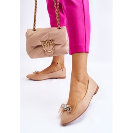 Ballerine A Punta Da Donna Con Fiocco Decorativo Beige Scuro Luminoso 2