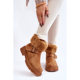 PG1 Stivali con cerniera in pelle scamosciata da donna Camel Conquer con pelliccia marrone 1