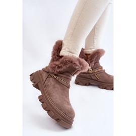 PM1 Stivali Da Donna In Camoscio Con Catena Decorativa Marrone Chiaro Respecto 2