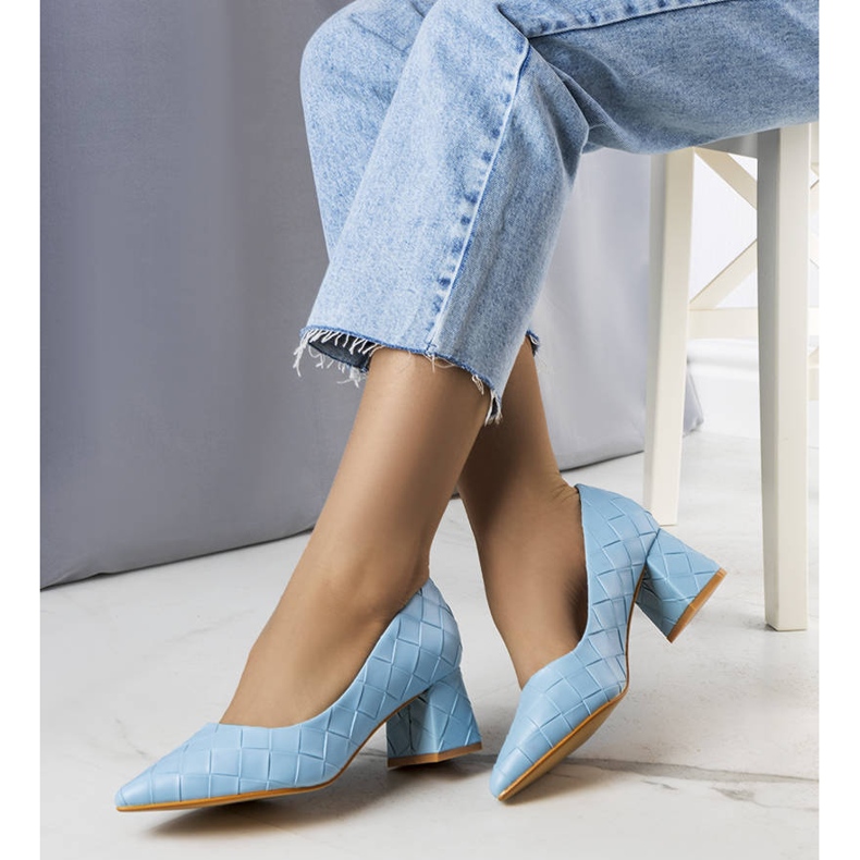 BM Décolleté con tacco blu di Migne 1