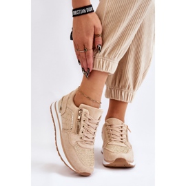 Adrea Scarpe Sportive Donna Con Cerniera Decorativa Beige 1