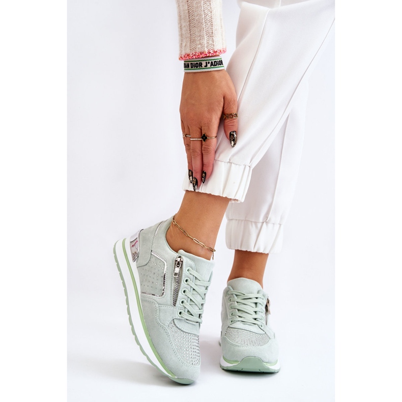 PG1 Scarpe Sportive Da Donna Con Cerniera Decorativa Verde Adrea 1