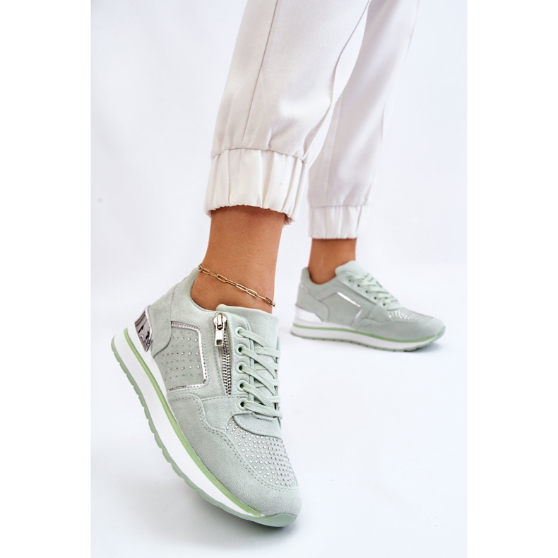 PG1 Scarpe Sportive Da Donna Con Cerniera Decorativa Verde Adrea 2