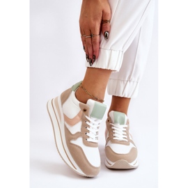 PG1 Scarpe Sportive Con Zeppa Da Donna Bianche E Beige Neva bianca 1