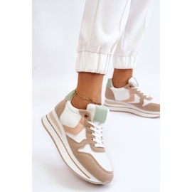 PG1 Scarpe Sportive Con Zeppa Da Donna Bianche E Beige Neva bianco 2