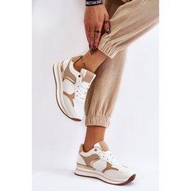 PG1 Scarpe Sportive Con Zeppa Alla Moda Da Donna Bianche E Beige Yuki bianca 2