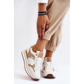 PG1 Scarpe Sportive Con Zeppa Alla Moda Da Donna Bianche E Beige Yuki bianco 1