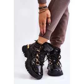 Stivali sportivi isolati da donna Lace-Up Trappers Black Bastini nero 1
