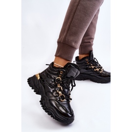 Stivali sportivi isolati da donna Lace-Up Trappers Black Bastini nero 2