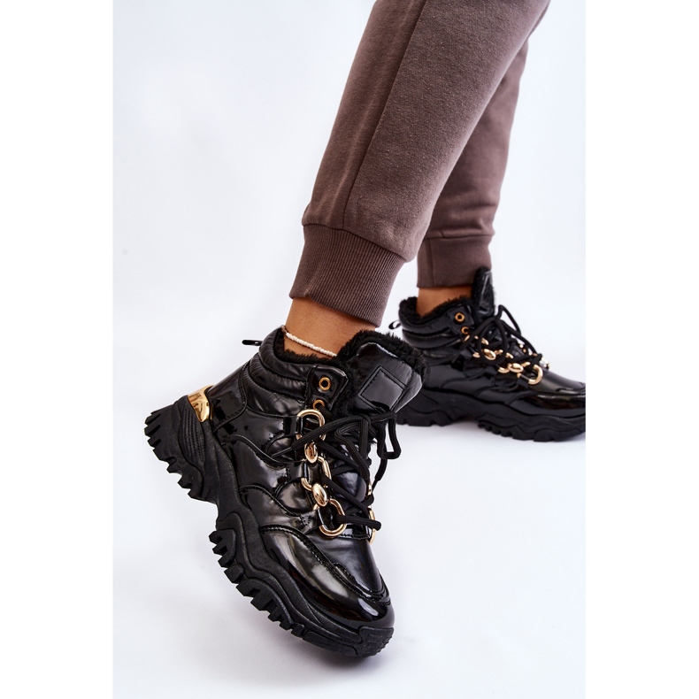 Stivali sportivi isolati da donna Lace-Up Trappers Black Bastini nero 2