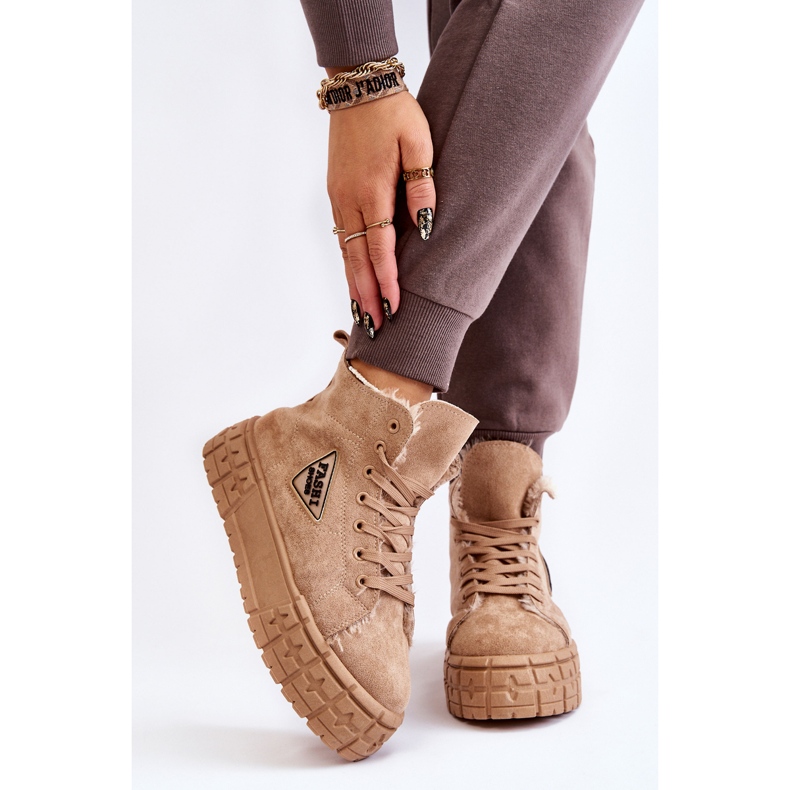 PM1 Scarpe da ginnastica alte in pelle scamosciata beige Evren 1
