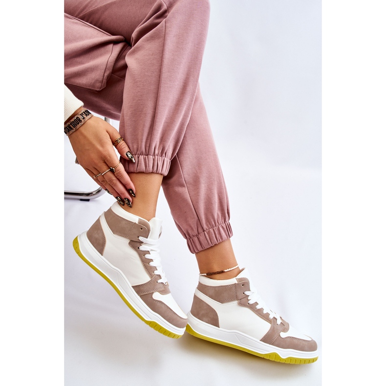 BM Scarpe Sportive Sneakers Alte Donna Bianche e Beige Rumor bianca 2
