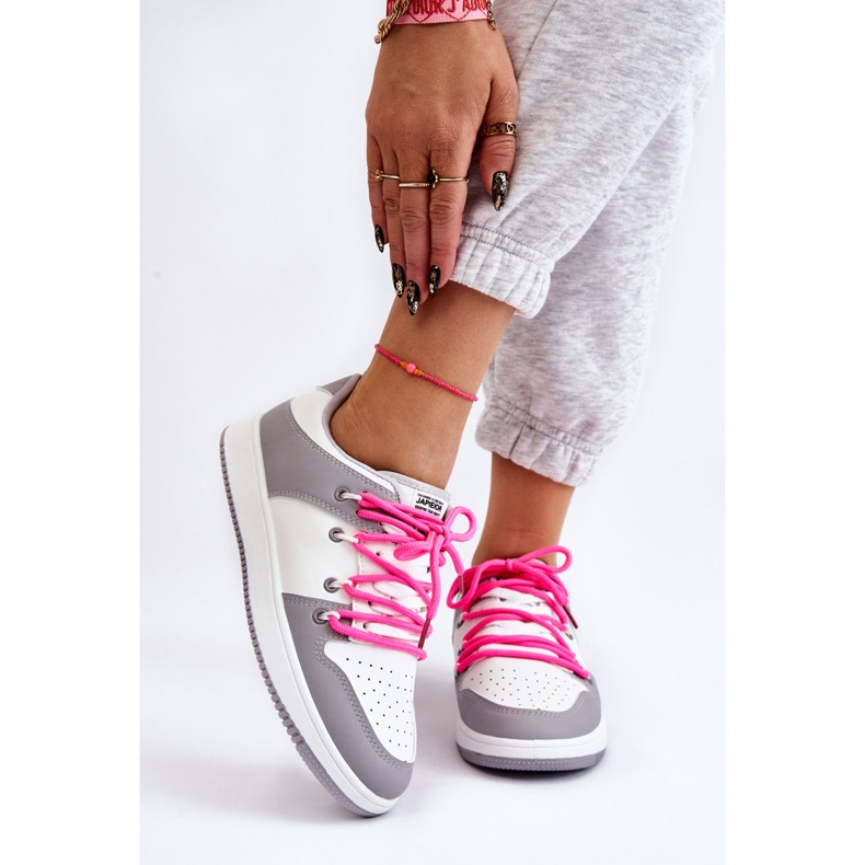 Scarpe da ginnastica classiche con doppio laccio da donna Jella bianco-grigio bianca 1