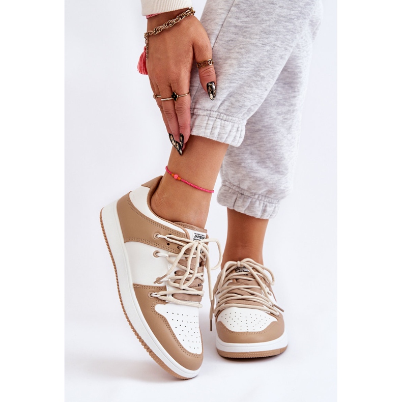 BM Scarpe da ginnastica classiche con doppio laccio da donna Jella bianco-beige bianca 1