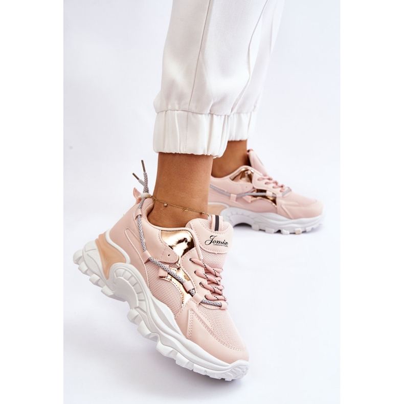 PA1 Scarpe Sportive Da Donna Allacciate Con Plateau Rosa Minea 1