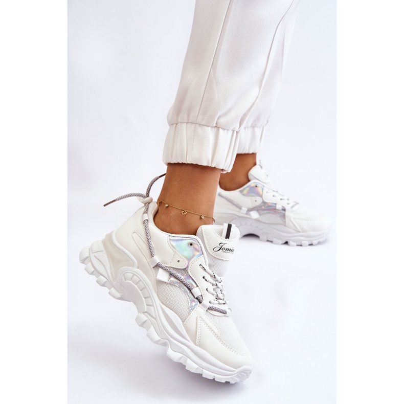 PA1 Scarpe Sportive Da Donna Allacciate Con Plateau Bianco Minea 1