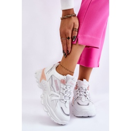BM Sneakers alla moda da donna con plateau bianche e rosa Biko bianca 1