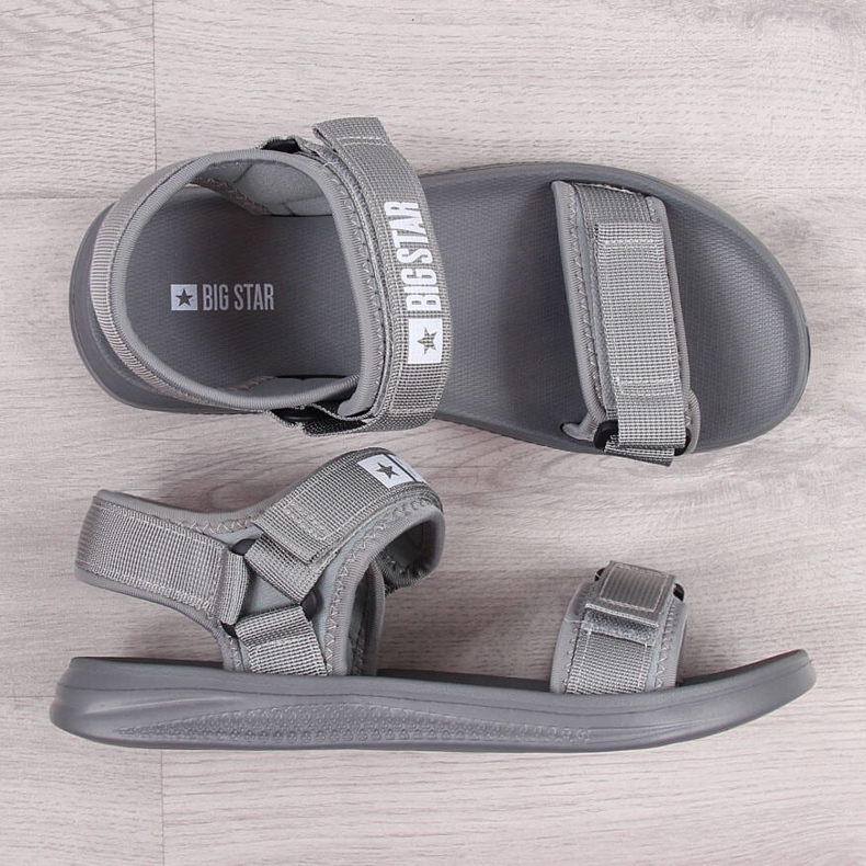 Sandali sportivi da uomo Big Star HH174843 grigi con velcro grigio 1
