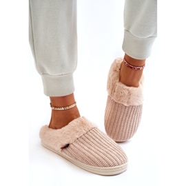 PA1 Pantofole Slip-On Isolate Da Donna Con Pelliccia Beige Leriss 3