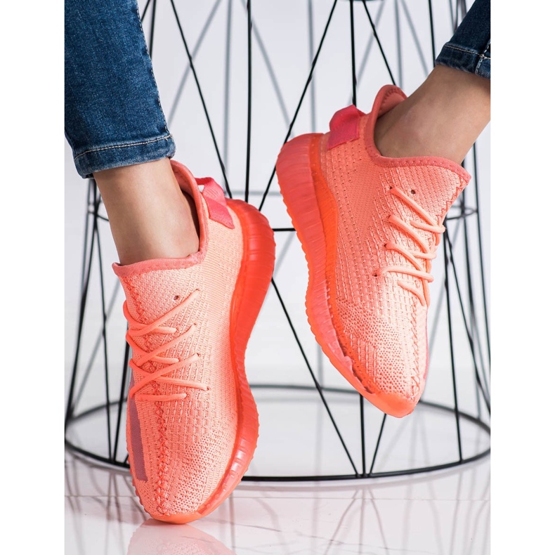 SHELOVET Sneakers in tessuto sulla piattaforma arancia 1