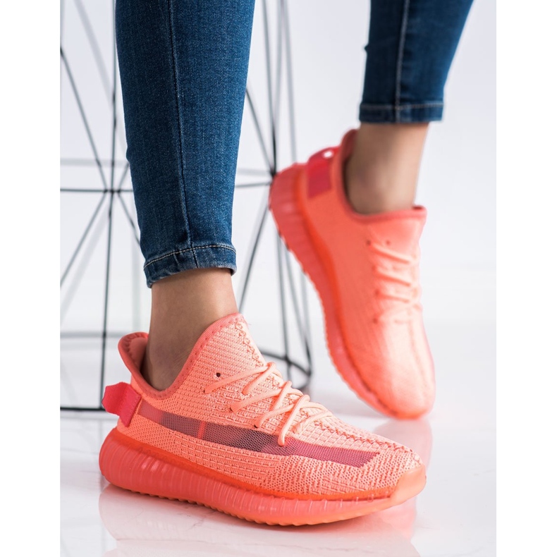SHELOVET Sneakers in tessuto sulla piattaforma arancia 2