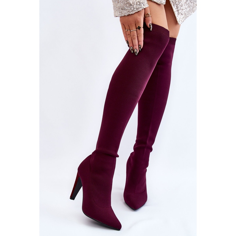 BM Stivali Tacco Alto Con Calzino Bordeaux Renoli rosso multicolore 1