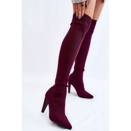 BM Stivali Tacco Alto Con Calzino Bordeaux Renoli rosso multicolore 2