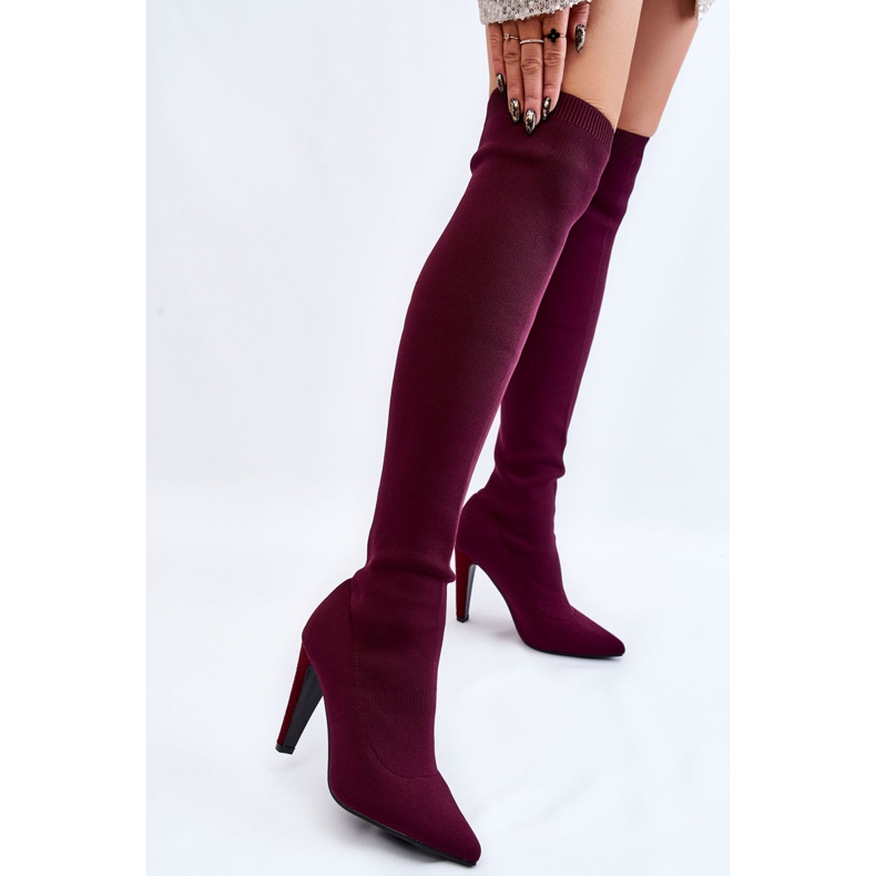 BM Stivali Tacco Alto Con Calzino Bordeaux Renoli rosso multicolore 2
