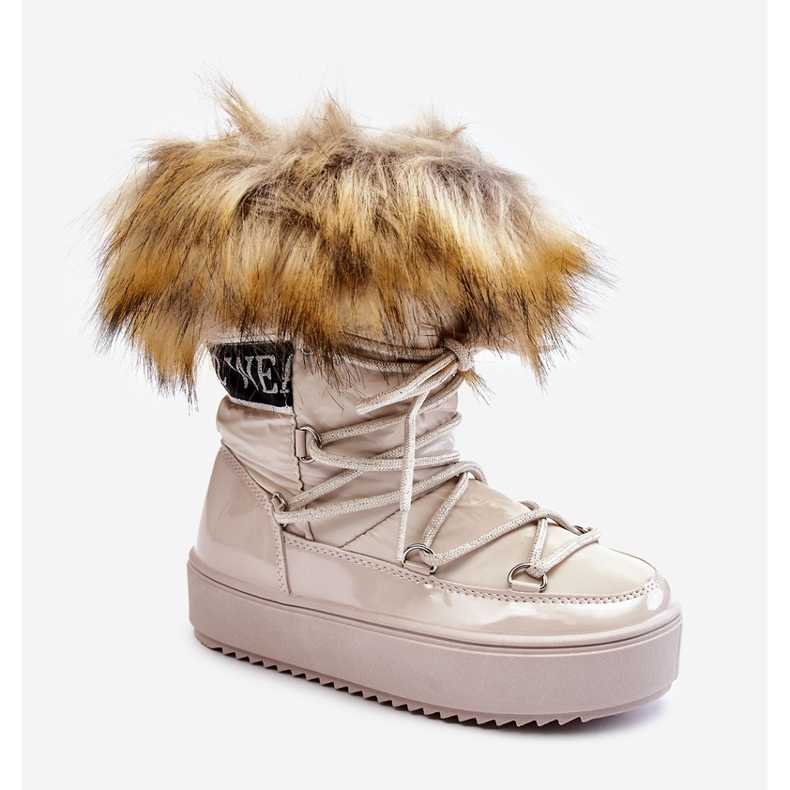 Stivali da neve isolati con lacci per bambini Colioris beige marrone 1