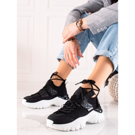 TRENDI Sneaker alla moda con lacci nero 1