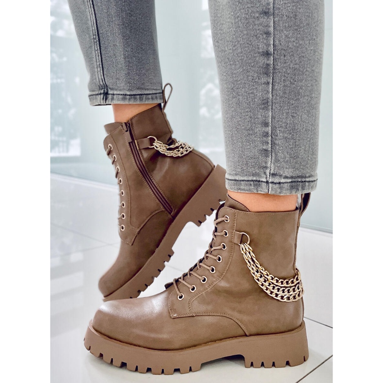 BM Stivali stivali con catene Tokio Khaki beige marrone 1