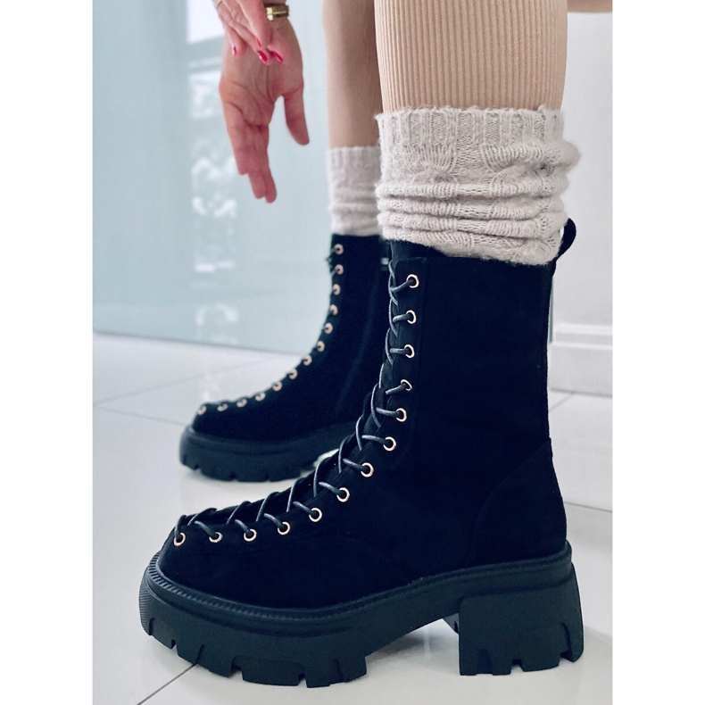 BM Stivali stringati da donna Wayne Black nero 1