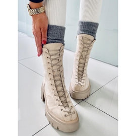 BM Stivali stringati da donna Wayne Beige 2
