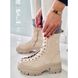 BM Stivali stringati da donna Wayne Beige 1