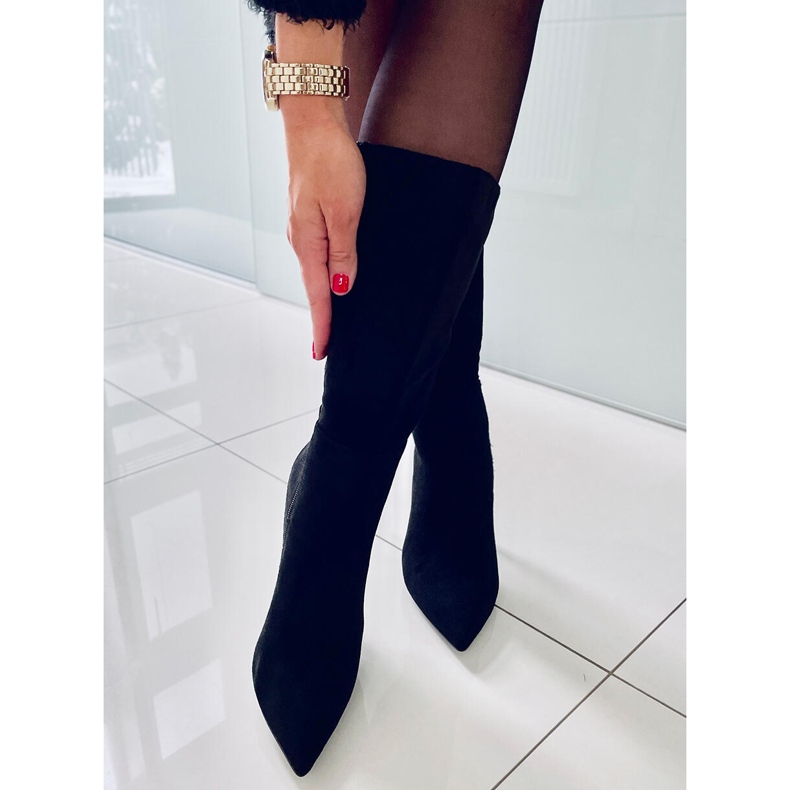 BM Stivali classici in camoscio con tacco alto Marissa Black nero 2