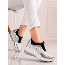 Sneaker traforate VINCEZA bianca d'argento 2