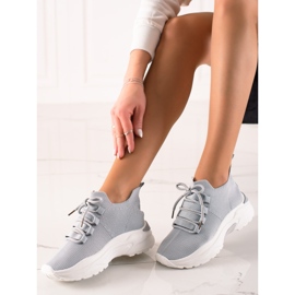 TRENDI Scarpe da ginnastica legate sulla piattaforma grigio 2