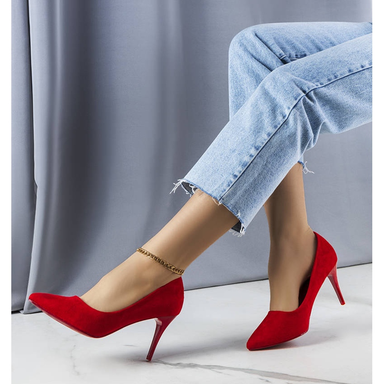 PA1 Tacchi rossi Alayah realizzati in ecopelle scamosciata rosso 1