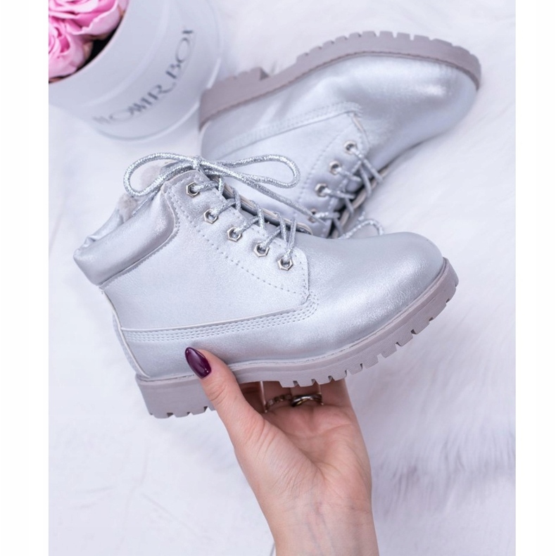 PA1 Stivali Dexter Trappers isolati argento per bambini d'argento d'argento 4