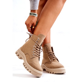 PS1 Stivali in suede beige scuro con allacciatura Hurricane 2