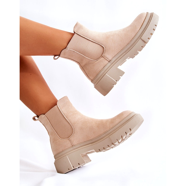 PS1 Stivali senza lacci in camoscio beige Lorea 5