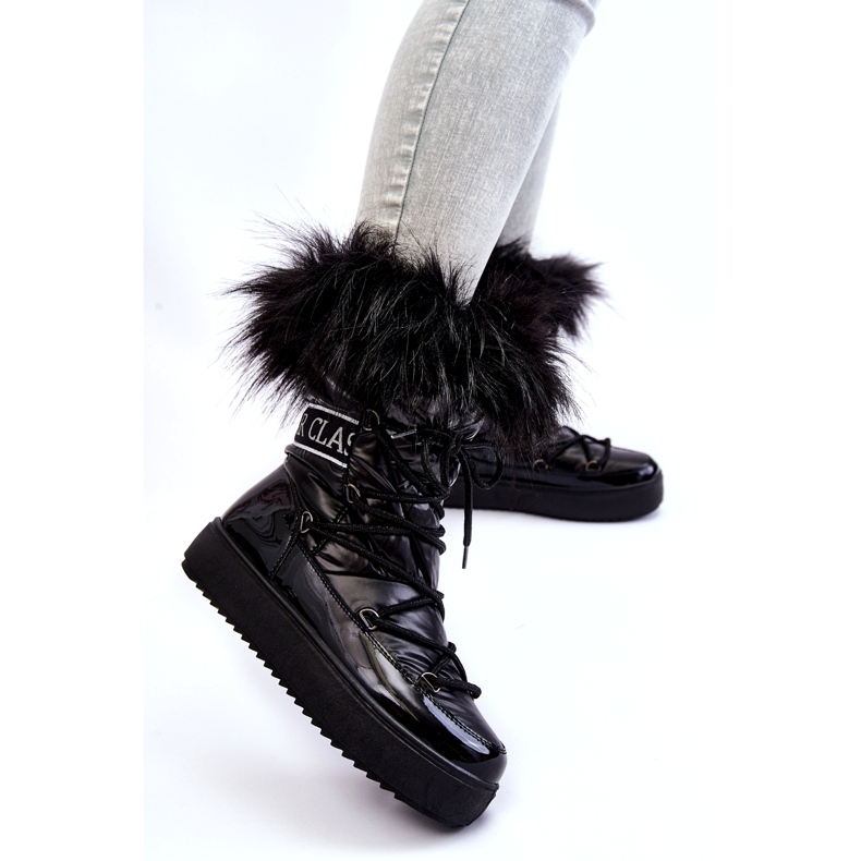 PM1 Stivali da neve stringati da donna neri Santero nero 1