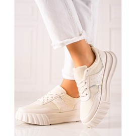 TRENDI Sneakers sportive sulla piattaforma beige 1